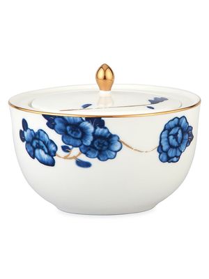 Emperor Flower Sugarbowl & Cover - Blue Gold White