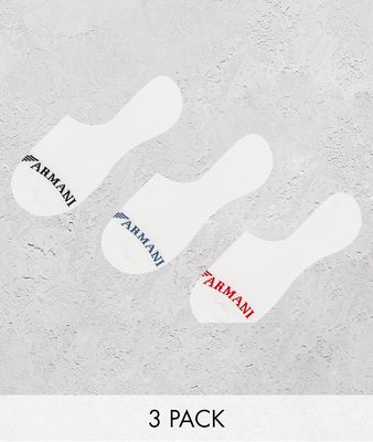 Emporio Armani 3 pack invisi socks in white