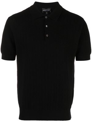 Emporio Armani 3D-knit cotton polo shirt - Black