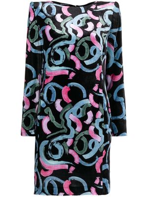 Emporio Armani abstract-pattern print mini dress - Black