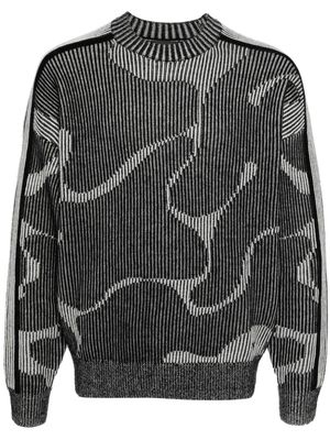 Emporio Armani abstract-pattern wool jumper - Black