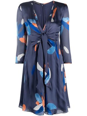 Emporio Armani abstract print ruched mini dress - Blue