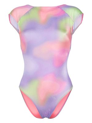 Emporio Armani abstract-print swimsuit - Pink
