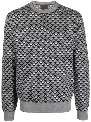 Emporio Armani all-over logo-pattern print jumper - Black