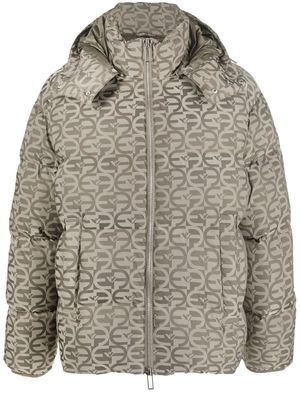 Emporio Armani all-over monogram-print padded jacket - Neutrals