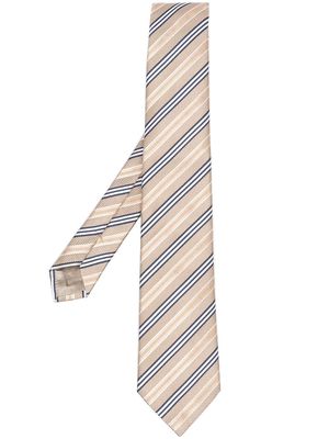 Emporio Armani all-over stripe-print tie - Neutrals