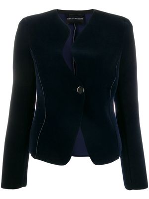 Emporio Armani asymmetric trimmed blazer - Blue