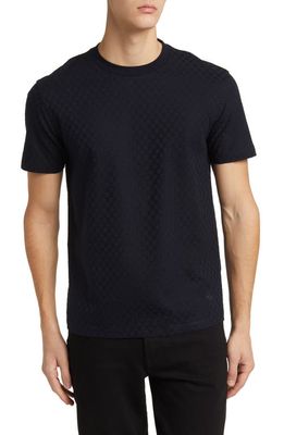 Emporio Armani Basket Weave Jacquard T-Shirt in Solid Black