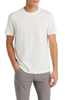 Emporio Armani Basket Weave Jacquard T-Shirt in Solid White