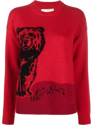 Emporio Armani bear-graphic intarsia-knit jumper - Red