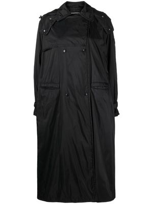 Emporio Armani belted hooded trench coat - Black