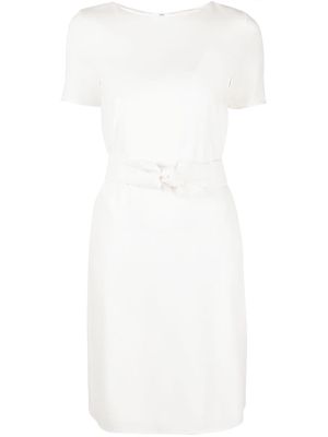 Emporio Armani belted short-sleeve shift dress - White