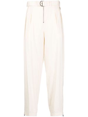 Emporio Armani belted tapered-leg trousers - Neutrals