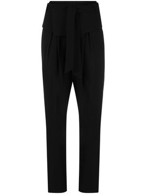 Emporio Armani belted tapered trousers - Black