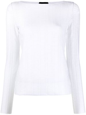 Emporio Armani boat-neck textured-knit jumper - White