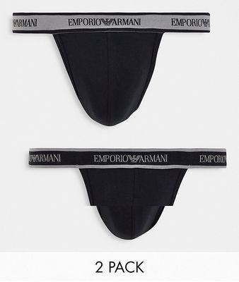 Emporio Armani Bodywear 2 pack core logoband jockstrap in black