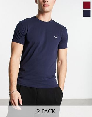 Emporio Armani Bodywear 2 pack lounge t-shirts in navy