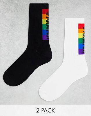 Emporio Armani Bodywear 2 pack rainbow socks in multi