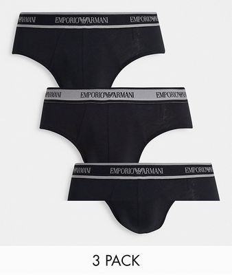 Emporio Armani Bodywear 3 pack core logoband briefs in black