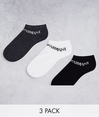 Emporio Armani Bodywear 3 pack sneakers socks in black/white/ gray-Multi