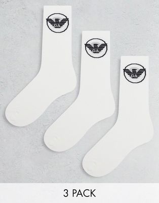 Emporio Armani Bodywear 3 pack sports socks in white