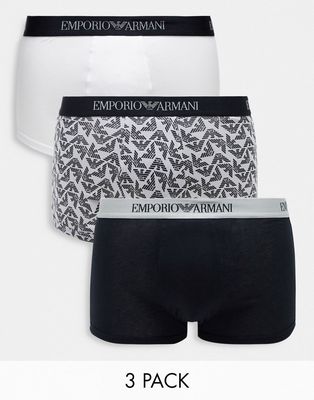 Emporio Armani Bodywear logo 3 pack trunks in black