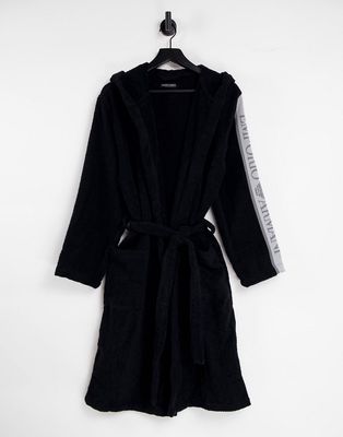 Emporio Armani Bodywear taped arm dressing gown in black
