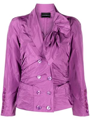 Emporio Armani bow-detail double-breasted fitted jacket - Purple