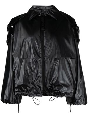Emporio Armani boxy faux-leather jacket - Black