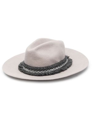 Emporio Armani braided-trim felt fedora hat - Grey