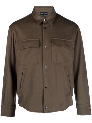 Emporio Armani brushed cargo-pocket shirt jacket - Green