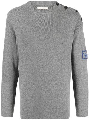 Emporio Armani button-shoulder crew-neck jumper - Grey