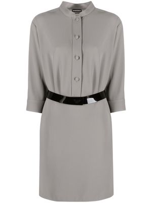 Emporio Armani buttoned belted dress - Grey