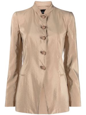 EMPORIO ARMANI buttoned high-neck jacket - Neutrals