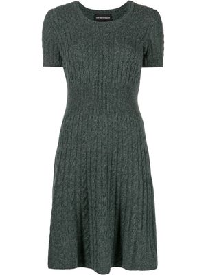 Emporio Armani cable-knit flared dress - Green