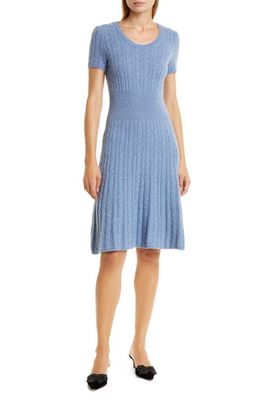 Emporio Armani Cable Stitch Sweater Dress in Solid Medium Blue