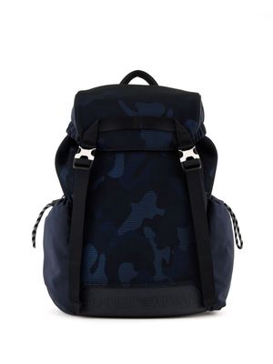 Emporio Armani camouflage-pattern mesh-panelling backpack - Black