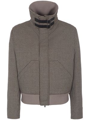Emporio Armani check-print wool jacket - Brown