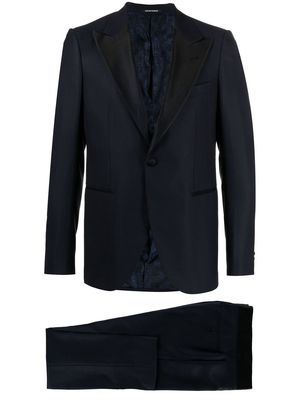 Emporio Armani checked-jacquard single-breasted suit - Blue