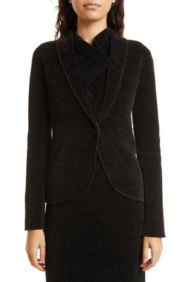 Emporio Armani Chenille Jacket in Solid Black