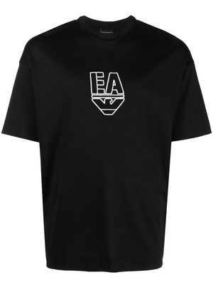 Emporio Armani chenille-logo patch T-shirt - Black