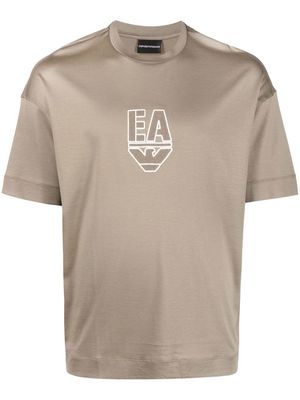 Emporio Armani chenille-logo patch T-shirt - Grey
