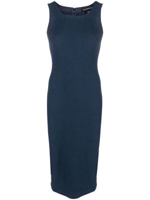 Emporio Armani chevron-jacquard sleeveless dress - Blue