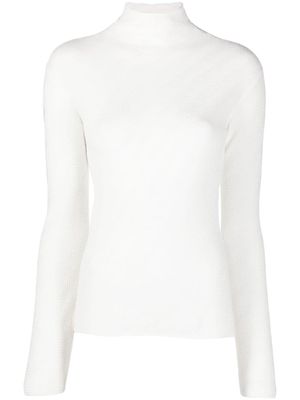 Emporio Armani chevron-pattern high-neck jumper - White