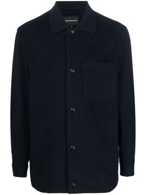 Emporio Armani classic-collar wool-cashmere shirt-jacket - Blue
