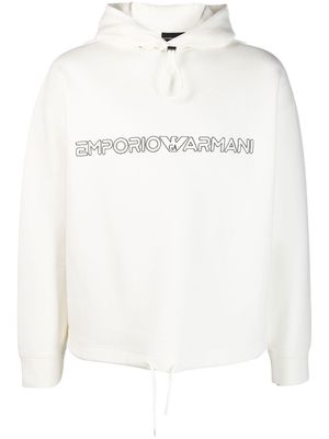 Emporio Armani classic logo-print hoodie - White