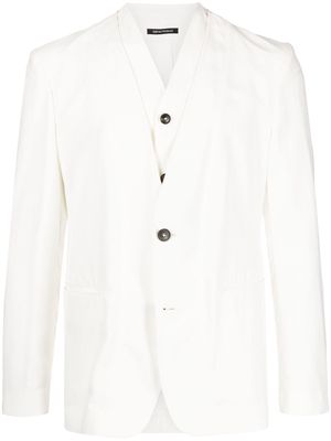 Emporio Armani collarless single-breasted blazer - White