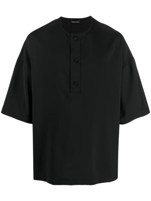 Emporio Armani collarless virgin-wool shirt - Black