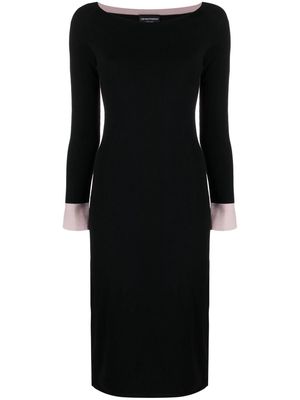 Emporio Armani contrasting trim knitted dress - Black
