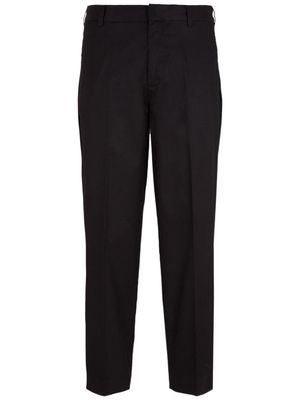Emporio Armani cotton-blend tapered trousers - Black